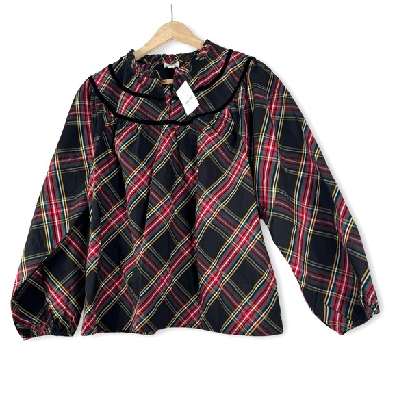 J.CREW Tops - New Jcrew Regenerative Cotton Blend Plaid Shirt Top Blouse Sz M Medium
